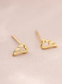 1對時尚不銹鋼迷你翅膀形狀耳釘適合女士適合派對禮品裝飾用品 - 金黃色 - 查看 3