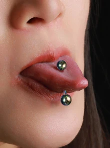 Ball Decor Tongue Ring - Multicolor - View 1