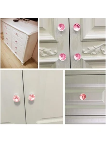 Crystal Glass Cabinet Knobs, 10 Pcs 30mm Diamond Shape Pulls Handles for Drawer Kitchen Cabinets Dresser Cupboard Wardrobe, Clear and Pink - Hồng - Xem 5