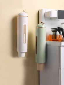 1pc Wall-Mounted Countertop Cup Holder, Automatic Disposable Cup Rack, Bathroom Cup Holder, Suitable For Home, Office, Hospital, Gym, School - White - View 4