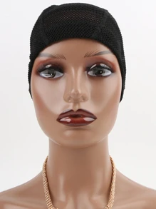 1pc Wig Cap For Making Wigs Black Mesh Dome Cap With Elastic Band Mesh Wig Cap For Making Wigs - Black - View 1