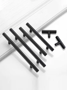 1pc Black Cabinet Pulls Stainless Steel Kitchen Drawer Pulls Door Handles and Knobs Bathroom Bedroom Furniture Cabinet Handles - Black - View 3