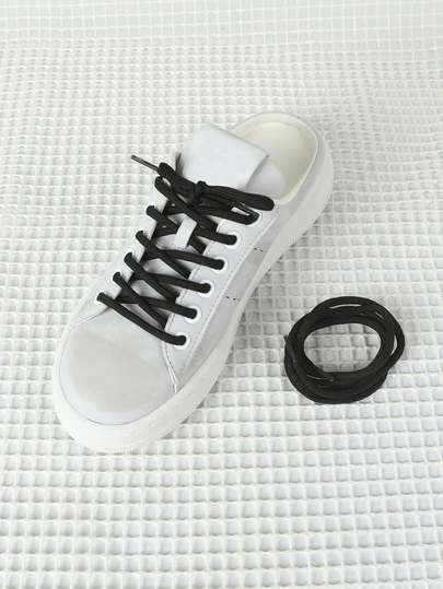 1 đôi dây giày tròn màu đen thời trang dài 120cm, độ co giãn thấp, phù hợp với giày bệt, giày thường ngày, bán riêng lẻ.