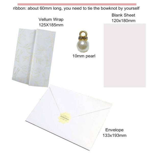 10 Sets Leaves Vellum Wedding Invitation Card Set With Pearl Rhinestone