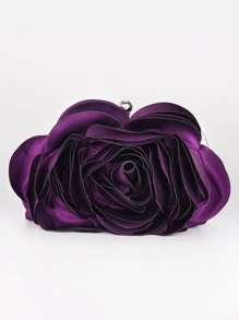花朵設計晚會包新娘包錢包充分連衣裙派對手提包婚禮手拿包女性晚上錢包女士手拿包 - 紫色 - 查看 7