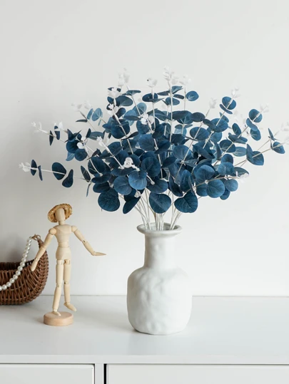 1 束蓝色婚礼装饰客厅餐桌装饰，桉树用于园艺装饰，情人节，礼物