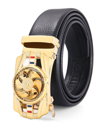 男士荔枝压花扇形装饰自动扣腰带，适合派对、休闲、商务、男友、丈夫、父亲等场合，可作为男士礼物，日常穿着，时尚百搭，适合青少年、户外、度假、运动、旅行、街头、波西米亚风、复古等秋季、万圣节等秋冬季配饰，也适合青少年、青年、男士，休闲、户外、运动、度假、毕业礼物、生日礼物、日常穿着。