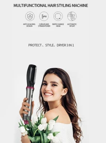 5 In 1 Magic Hair Style Hot Air Brush Hair Dryer Style Curler - Silver - View 2