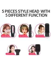 5 In 1 Magic Hair Style Hot Air Brush Hair Dryer Style Curler - Silver - View 4