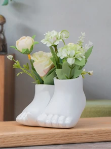 1pc Simple Foot Shaped Vase Decoration - White - View 1