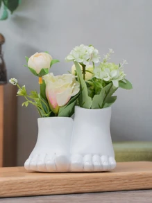 1pc Simple Foot Shaped Vase Decoration - White - View 4
