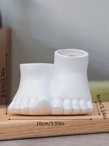 1pc Simple Foot Shaped Vase Decoration - White - View 2