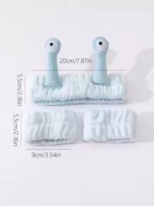 3 cái Bộ băng đô & dây đeo cổ tay trang trí phòng tắm hình động vật hoạt hình - Màu xanh lam - Xem 4