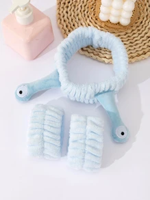 3 cái Bộ băng đô & dây đeo cổ tay trang trí phòng tắm hình động vật hoạt hình - Màu xanh lam - Xem 3