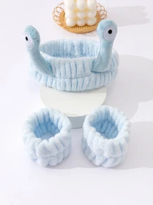 3 cái Bộ băng đô & dây đeo cổ tay trang trí phòng tắm hình động vật hoạt hình - Màu xanh lam - Xem 2