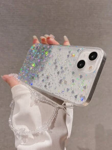 闪光渐变环氧手机壳，透明柔软 TPU 外壳，适用于 Iphone 16promax/16/16pro/16plus/15/15promax/15pro/15plus/11/12/13/14promax/Xs/Xr/11pro/11promax/12pro/12promax/13pro/13promax/7plus/14pro/14promax/14plus/7plus/8plus/8/Se2，极简闪光设计 - 無色 - 查看 5