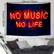 1pc No Music No Life Tapestry For Home Decor, Flag For Room, Room Decor, Tapestries, Wall Decor, Wall Art ,Room Stuffs, Flags For Room, Wall Tapestry - Multicolor - View 2
