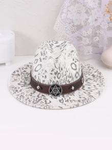 豹紋圖案星形裝飾牛仔帽