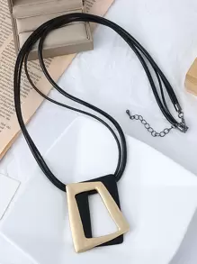 1 Áo Len Dây Chuyền Vòng Cổ Dài Hợp Thời Trang Hợp Kim Kẽm Kim Loại Màu Vàng Mặt Dây Chuyền Nữ Phụ Kiện - Vàng - Xem 1