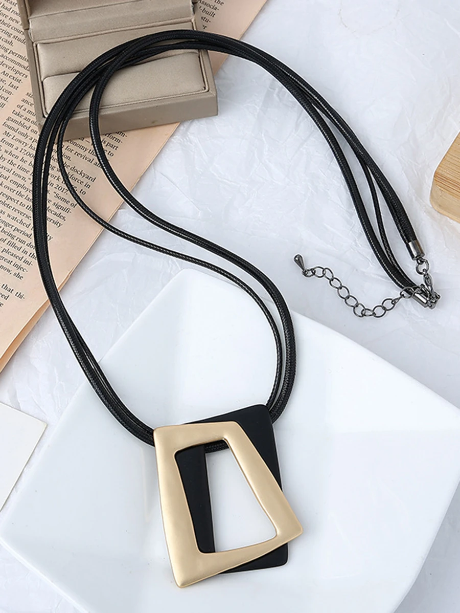 1 Áo Len Dây Chuyền Vòng Cổ Dài Hợp Thời Trang Hợp Kim Kẽm Kim Loại Màu Vàng Mặt Dây Chuyền Nữ Phụ Kiện - Vàng - Xem 1