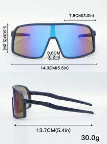 1pc Pc Frame Polarized Wrap Lens Sun-shading Outdoor Cycling Eyewear Y2k Fashion One-piece Large Frame Sports Sunglasses - Biru - View 3