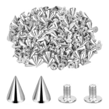 Pack of 100 Punk Rivets, 7 x 10 mm, Rustproof Decorative Rivets, Clothing Screw Rivets, DIY Rivets, Screw-On Rivets, Metal Gothic Spikes, Decorative Rivets, Pointed Rivets for Bags, Clothes, Shoes
