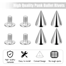 Pack of 100 Punk Rivets, 7 x 10 mm, Rustproof Decorative Rivets, Clothing Screw Rivets, DIY Rivets, Screw-On Rivets, Metal Gothic Spikes, Decorative Rivets, Pointed Rivets for Bags, Clothes, Shoes