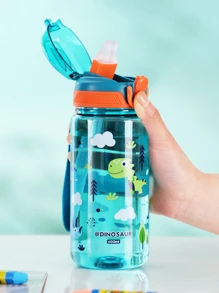 Bình nước thể thao di động hình ống hút hoạt hình 600ML - Màu xanh lam - Xem 1