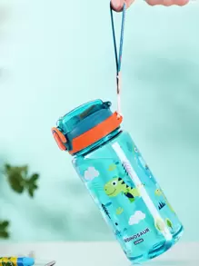 Bình nước thể thao di động hình ống hút hoạt hình 600ML - Màu xanh lam - Xem 3