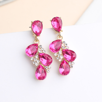 1對時尚鋅合金水鑽裝飾水滴形耳墜適合女士適用於宴會舞會