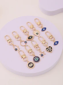10pcs Devil Eye Keychain Pendant, Suitable For Party Favors, Holiday, Back To School S Car Accessories Bag Charm Christmas Gift Ideas - Multicolor - View 2