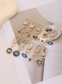 10pcs Devil Eye Keychain Pendant, Suitable For Party Favors, Holiday, Back To School S Car Accessories Bag Charm Christmas Gift Ideas - Multicolor - View 3