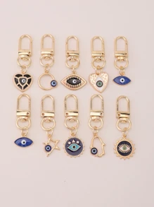 10pcs Devil Eye Keychain Pendant, Suitable For Party Favors, Holiday, Back To School S Car Accessories Bag Charm Christmas Gift Ideas - Multicolor - View 1