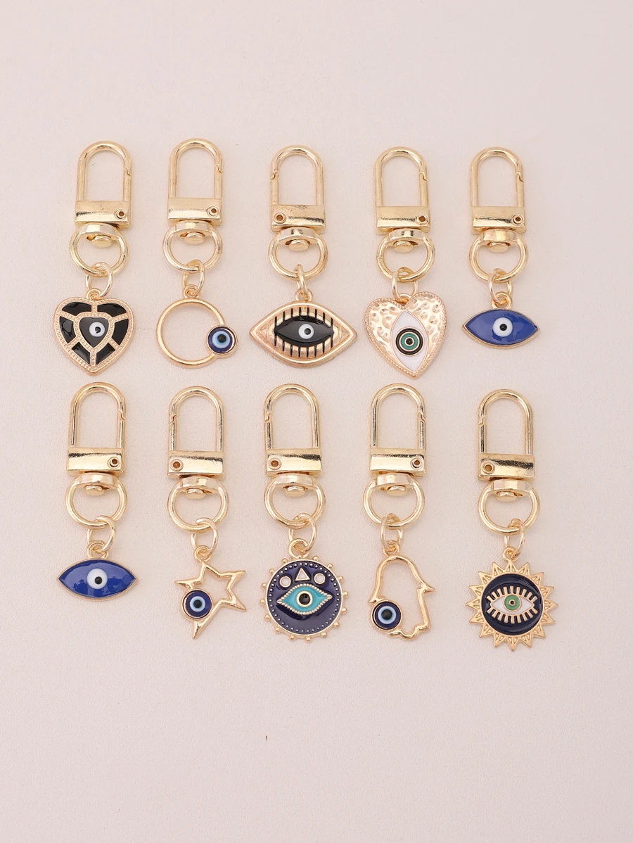 10pcs Devil Eye Keychain Pendant, Suitable For Party Favors, Holiday, Back To School S Car Accessories Bag Charm Christmas Gift Ideas - Multicolor - View 1