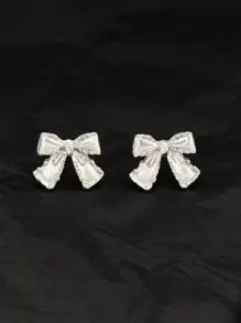 1 对时尚简约风格户外运动派对节日蝴蝶耳钉，优质礼物适合情人节、妈妈、母亲、母亲节、礼物 - 銀色 - 查看 3