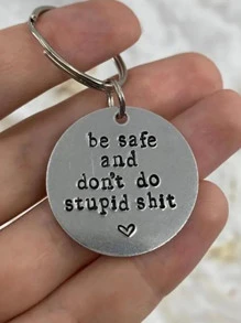 Street 1 Pc Don't Do Stupid Keychain Car Accessories Bag Charm - Bạc - Xem 1