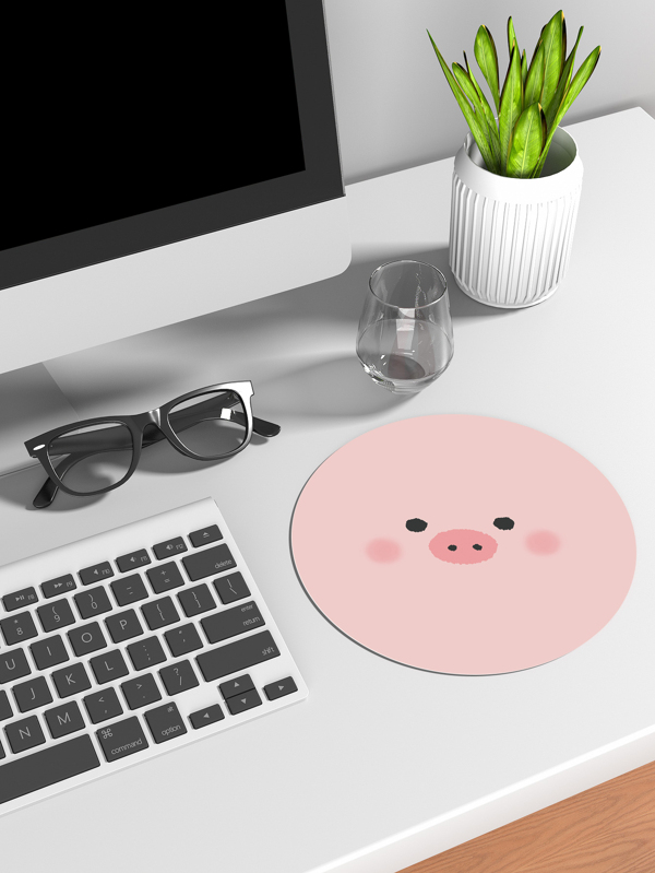 1pc Round Pig Print Mouse Pad