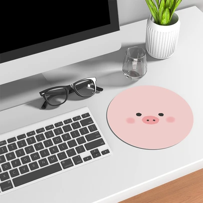1入組圓形豬印花鼠標墊