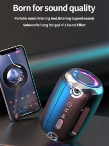 高保真便携式音箱，动态音乐卡无线蓝牙低音音箱，迷你派对支持无线音乐音箱 - 黑色 - 查看 2
