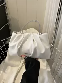 Fashionable All-matched Ladies' Pleated Clutch Bag With Chain Handle - White - View 8