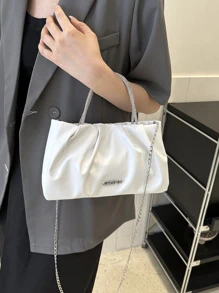Fashionable All-matched Ladies' Pleated Clutch Bag With Chain Handle - White - View 4