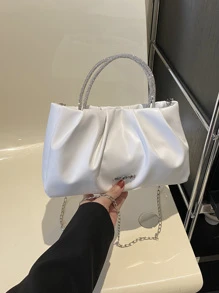 Fashionable All-matched Ladies' Pleated Clutch Bag With Chain Handle - White - View 9