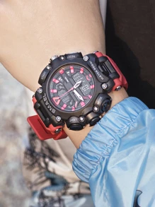 SMAEL 1 Miếng Đen Polyresin Dây đeo Thể thao Ngày Báo thức Chống nước Tròn Quay số Đồng hồ Kỹ thuật số , Đối với Cuộc sống hàng ngày - Đỏ - Xem 3