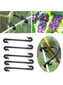 50pcs Plastic Plant Fixing Clip For Tomato Support & Grape Frame & Vineyard Mesh Buckle & Horticultural Agriculture Binding Line - Black - View 5