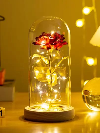 1入組玻璃檯燈,現代花朵裝飾LED燈籠檯燈適用於臥室