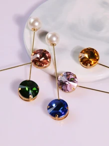 5 件装 女士人造尖头宝石装饰 8 厘米大号别针 传统围巾披肩帽子固定夹 领口收紧器 - 彩色 - 查看 1