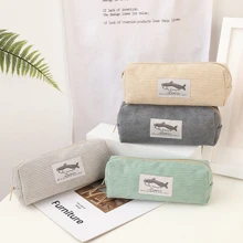 1 Túi đựng bút hình cá mập dễ thương bằng vải, Hộp đựng văn phòng phẩm theo phong cách tối giản với dung tích lớn - Màu be - Xem 4