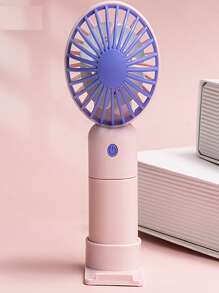 1pc Plastic Mini Fan, Modern Two Tone Handheld Fan For Home - Pink - View 1