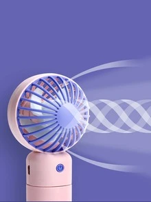 1pc Plastic Mini Fan, Modern Two Tone Handheld Fan For Home - Pink - View 5