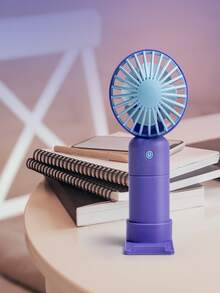 1pc Plastic Mini Fan, Modern Two Tone Handheld Fan For Home - Pink - View 7